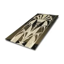 201/J1/J2/J3/J4/J5 304 Mirror PVD Color Titanium Gold SS Sheet By Etching Surface Finishing Use For Lift Cabin Wall Decortion